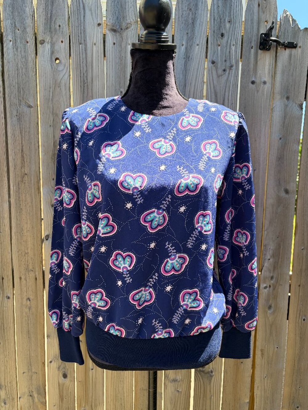 Vintage Stuart Alan Flower Long Sleeve Blouse Large